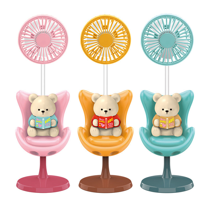 Unisex Creative Table Fan with Bear Figure Bowlift