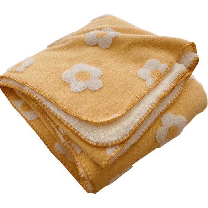 Unisex Cozy Cotton Blanket with Playful Flower Pattern Bowlift