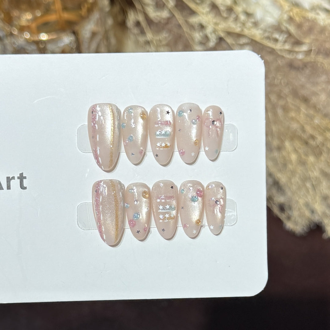 Starry Galaxy-Inspired Press-On Nail Art Set Bowlift