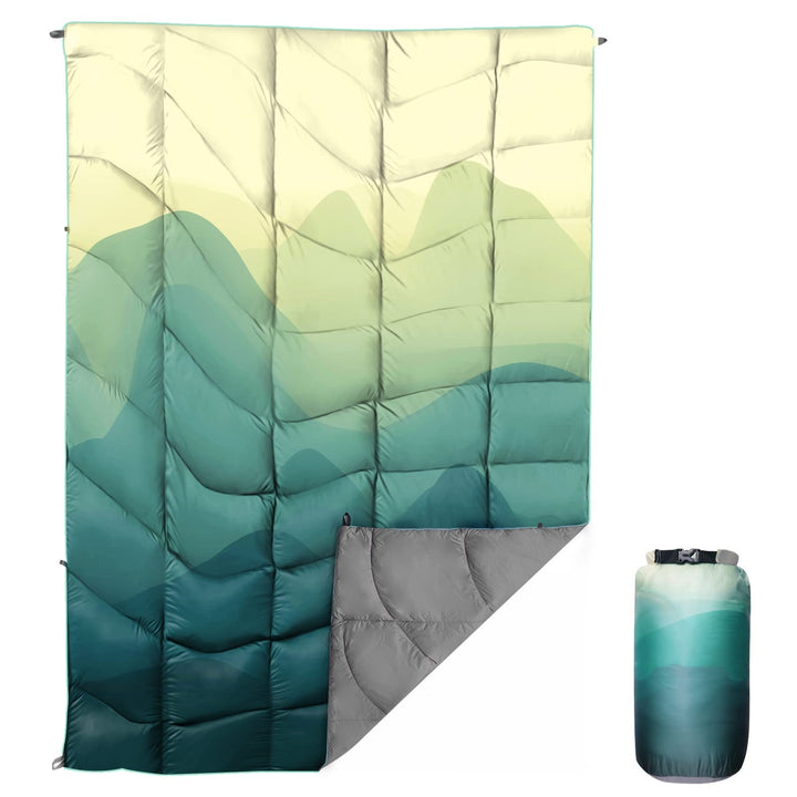 Unisex portable blanket with innovative compression design Bowlift