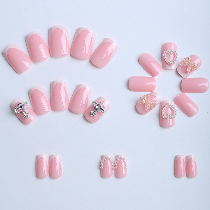 Artificial nails with romantic 3D applications Bowlift