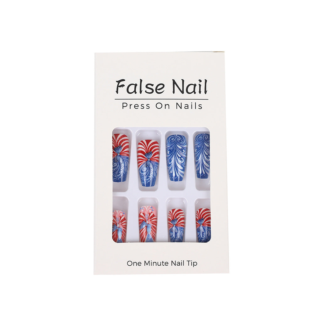 Creative acrylic nails with patriotic patterns Bowlift