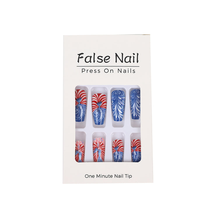 Creative acrylic nails with patriotic patterns Bowlift