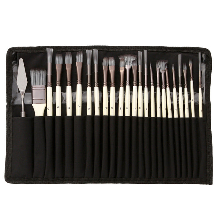 BowLift | Artist Paint Brush Set | 24 Nylon Brushes with 7 Shapes & Palette Knife | Acrylic, Oil & Watercolor