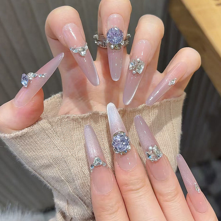 Glamorous Rhinestone-Embellished Stiletto Press-On Nails Bowlift