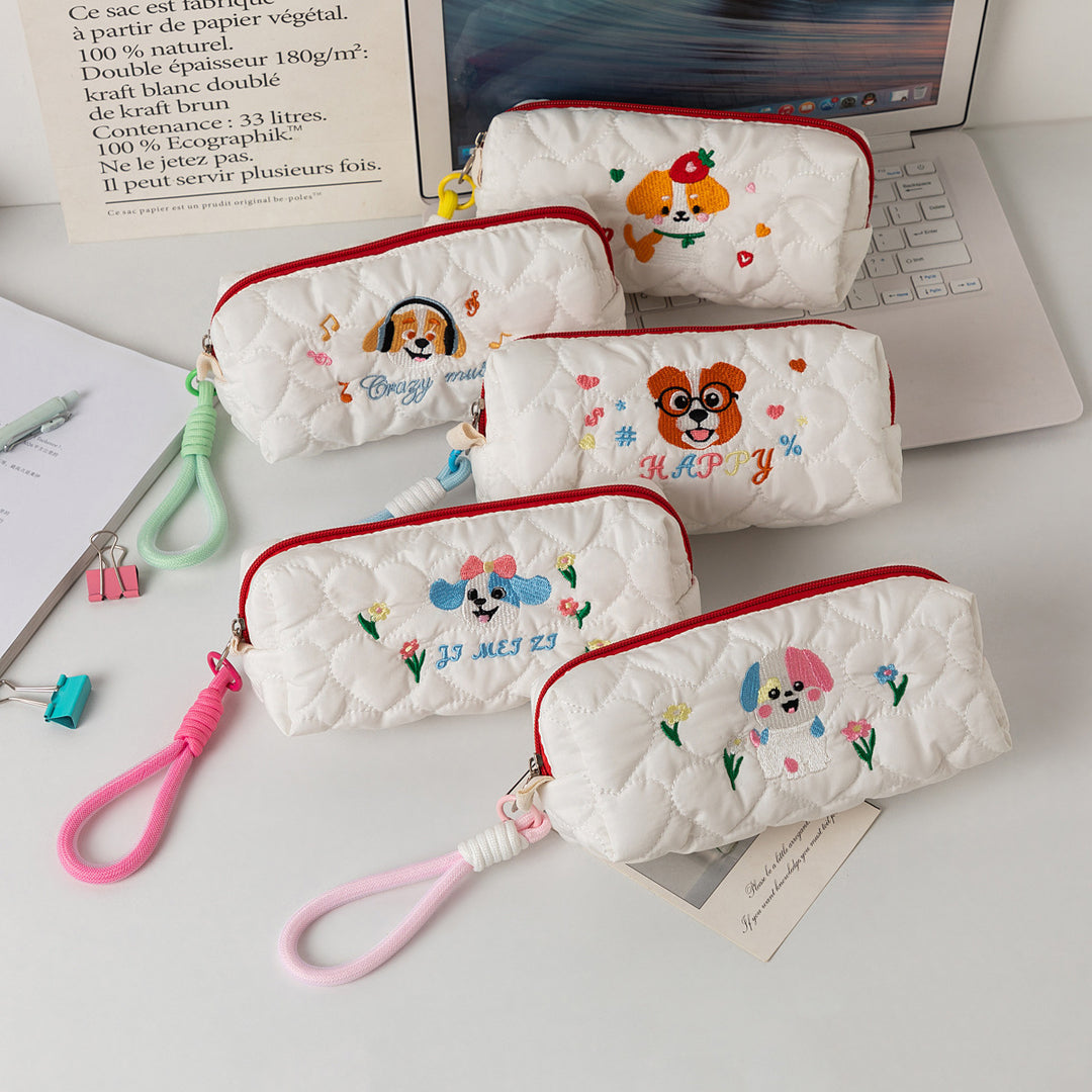 Quilted Cartoon Dog Pencil Case Bowlift