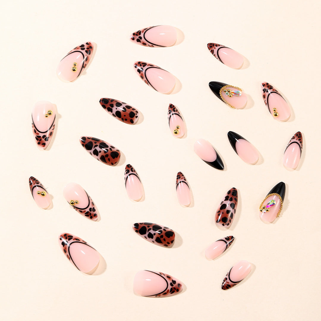 Artistic Leopard Print Stiletto Nail Art Extensions Bowlift