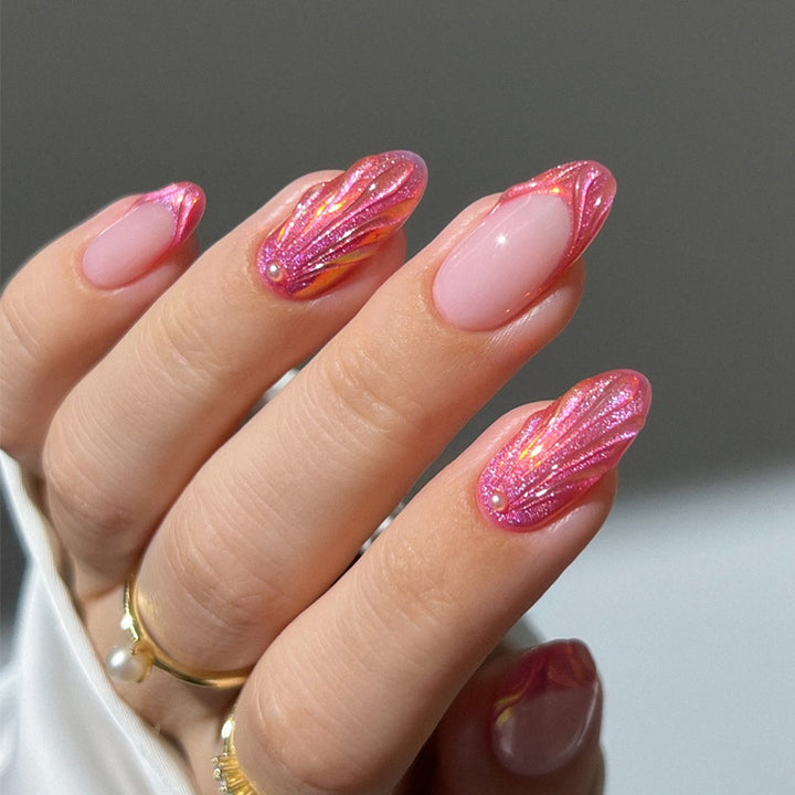 Elegant Artistic Press-On Nail Design Bowlift