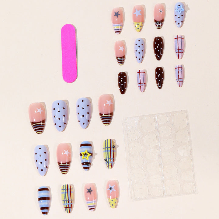 Decorative Stiletto Nail Art with Star Accents Bowlift