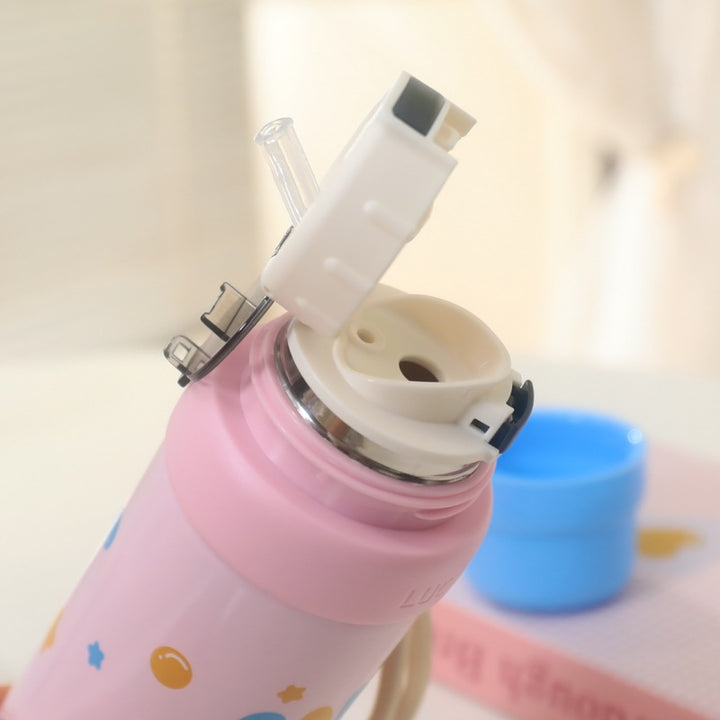 Women's insulated drinking bottle with playful animal design and practical carrying strap Bowlift