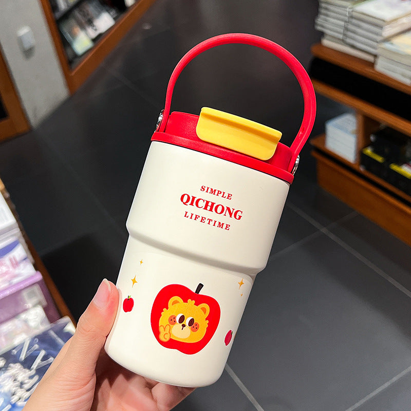 Women practical insulated drinking bottle with integrated carrying handle Bowlift