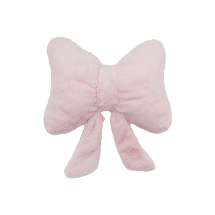 plush bow-shaped decorative throw cushion with long tails and faux-fur texture Bowlift
