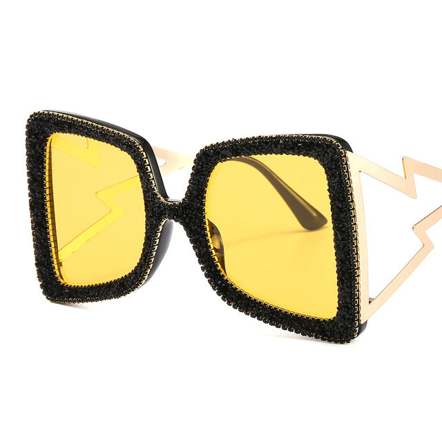 Women's oversized sunglasses with glittering crystal frame Bowlift