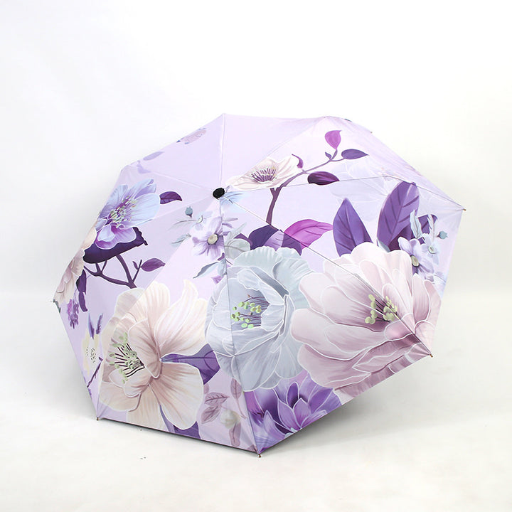 Ladies folding umbrella with artistic flower pattern Bowlift