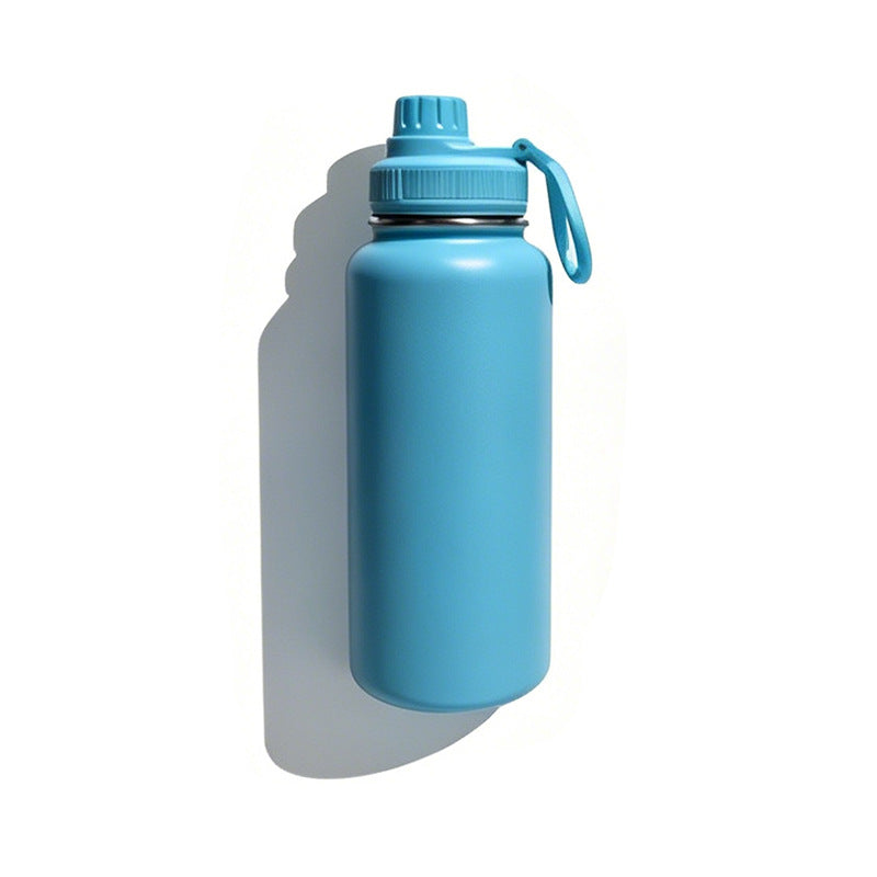 Insulated stainless steel water bottle with wide mouth and silicone carry loop Bowlift
