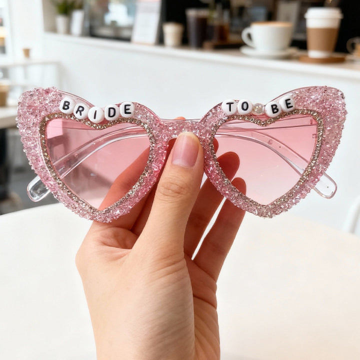 Rhinestone-Embellished Heart Sunglasses Bowlift