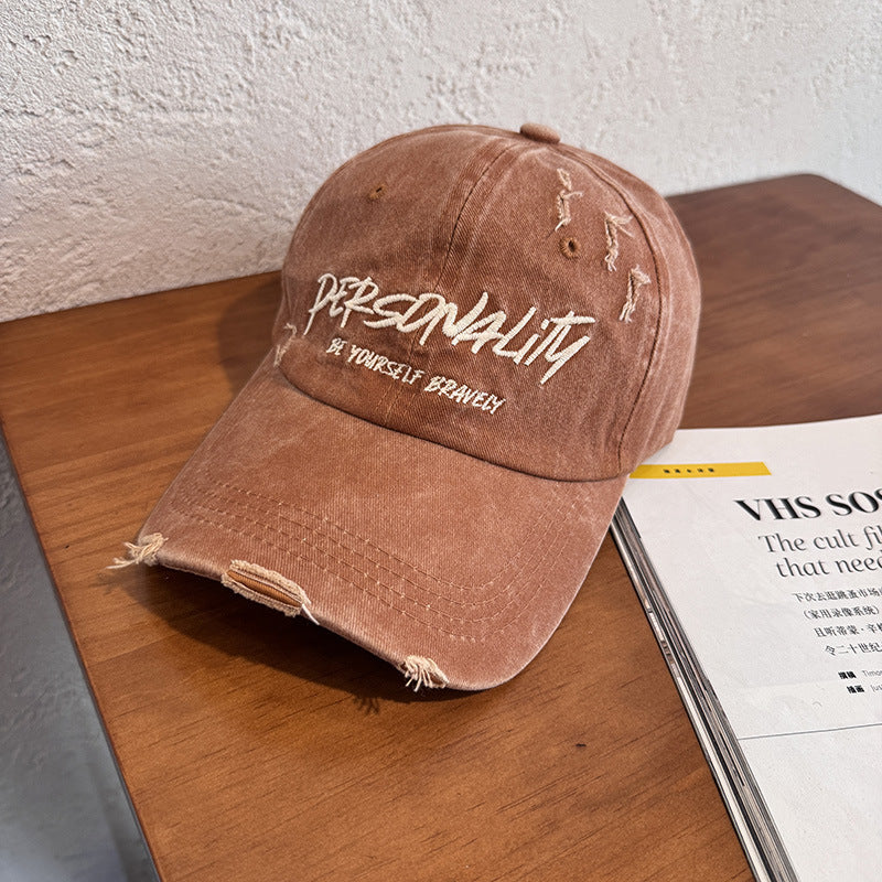 Women's Distressed Denim Adjustable Cap Bowlift