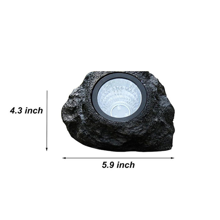 Solar-Powered LED Faux-Rock Garden Spotlight With Integrated Solar Panel And Weatherproof Textured Resin Housing Bowlift