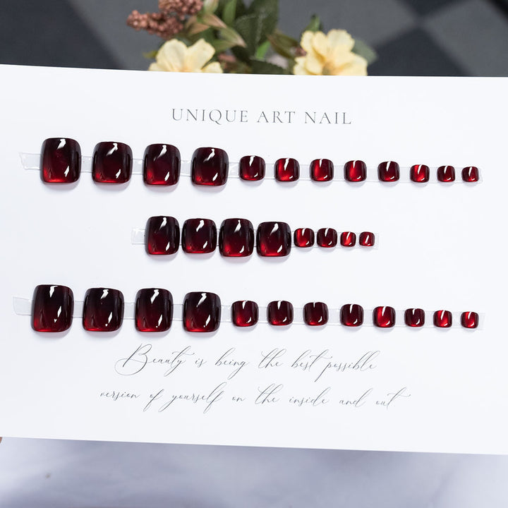 Glossy Red Press-On Nail Set Bowlift