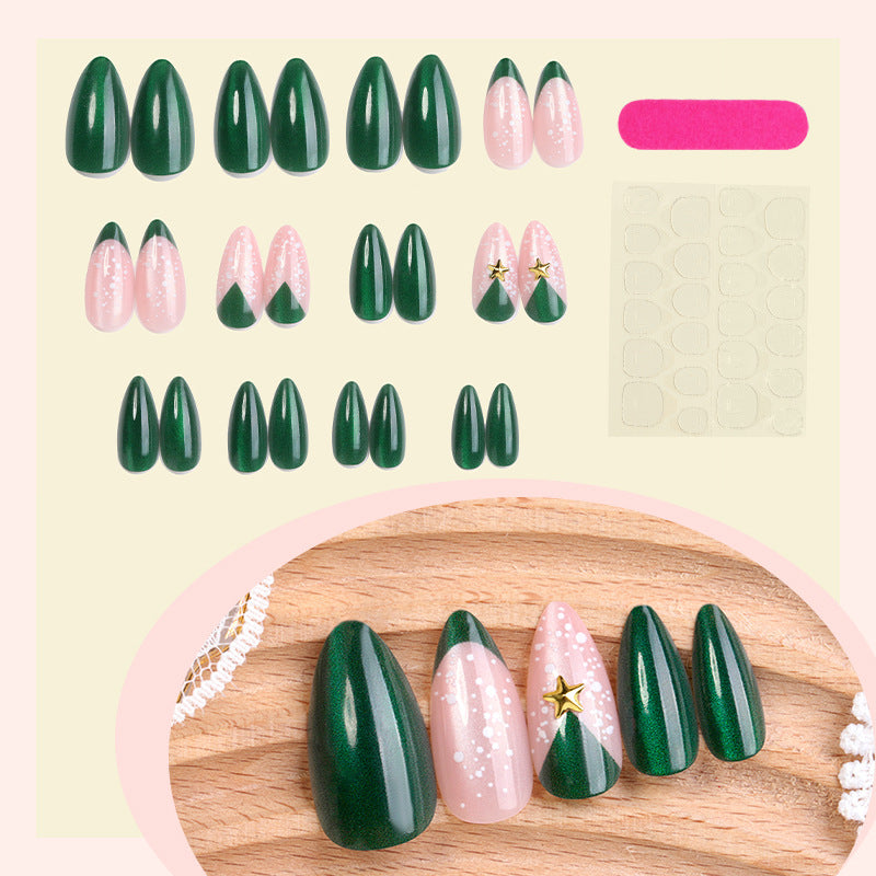 Deluxe Press-On Nail Set with Christmas-inspired Designs Bowlift