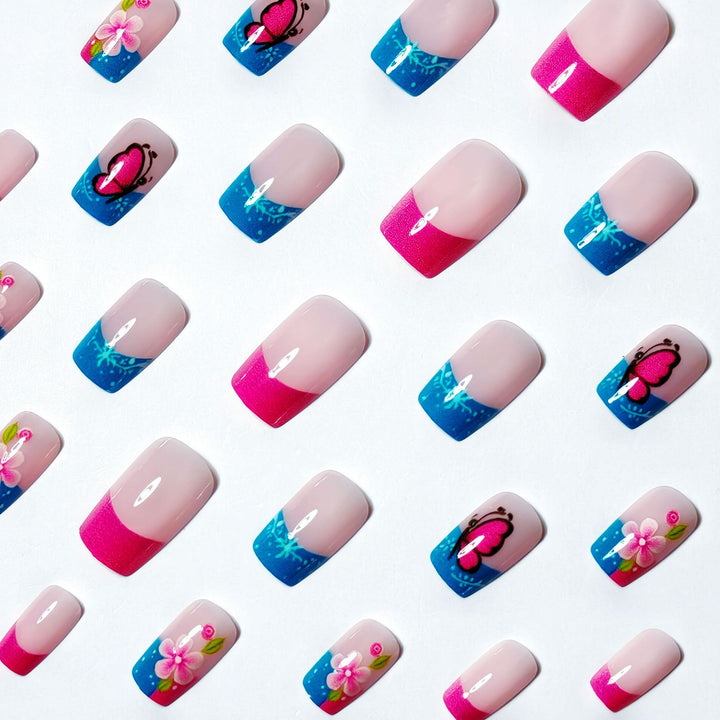 Artificial nails with creative flower and butterfly design Bowlift