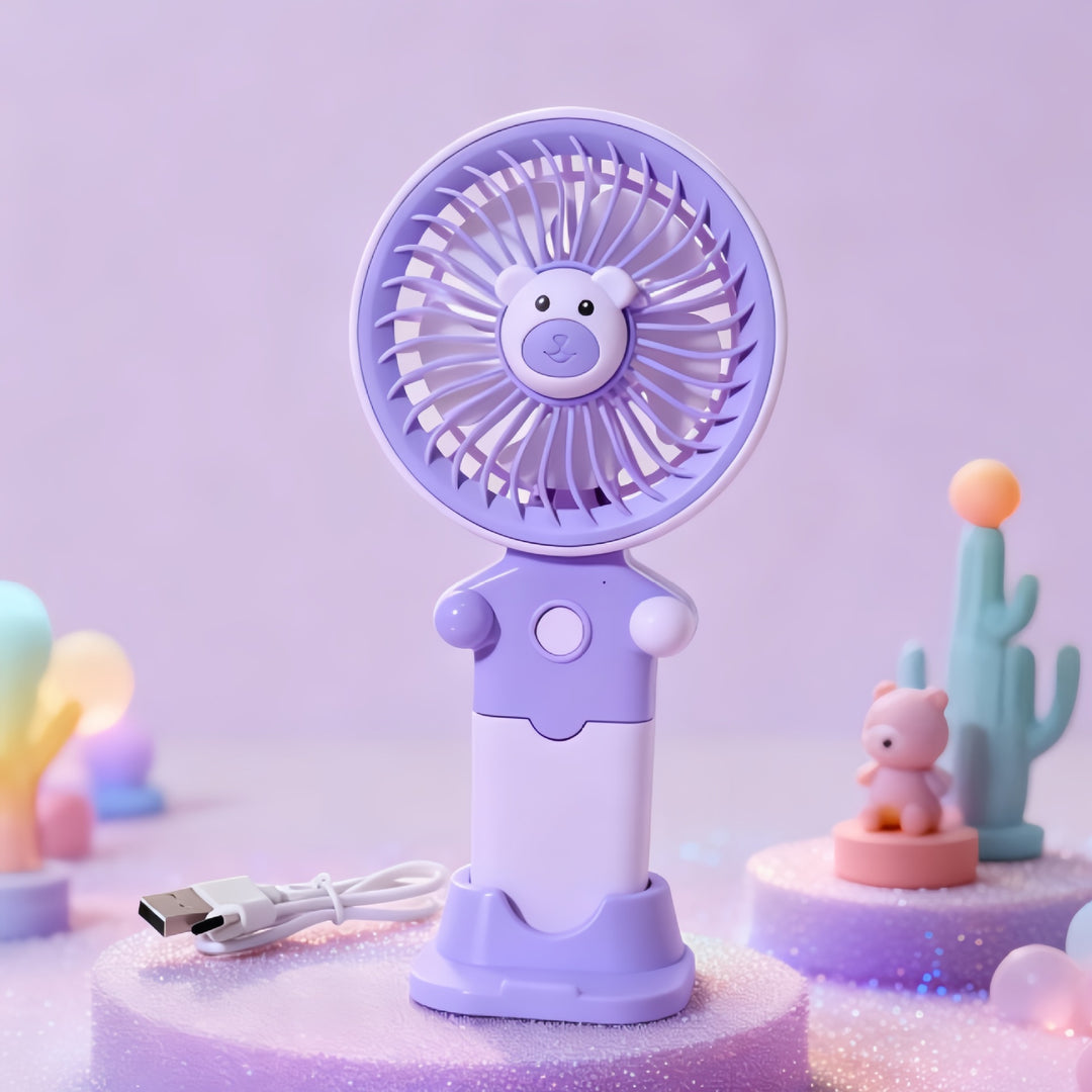 Ladies Portable Hand Fan with USB Charging Function and Flexible Tilt Bowlift