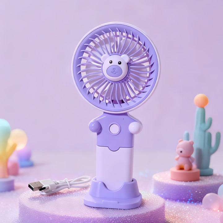 Ladies Portable Hand Fan with USB Charging Function and Flexible Tilt Bowlift