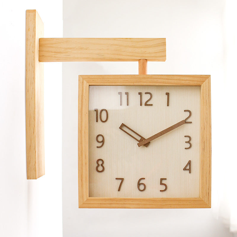 BowLift | Wall-Corner-Two-Sided Wood-Analog-Clock