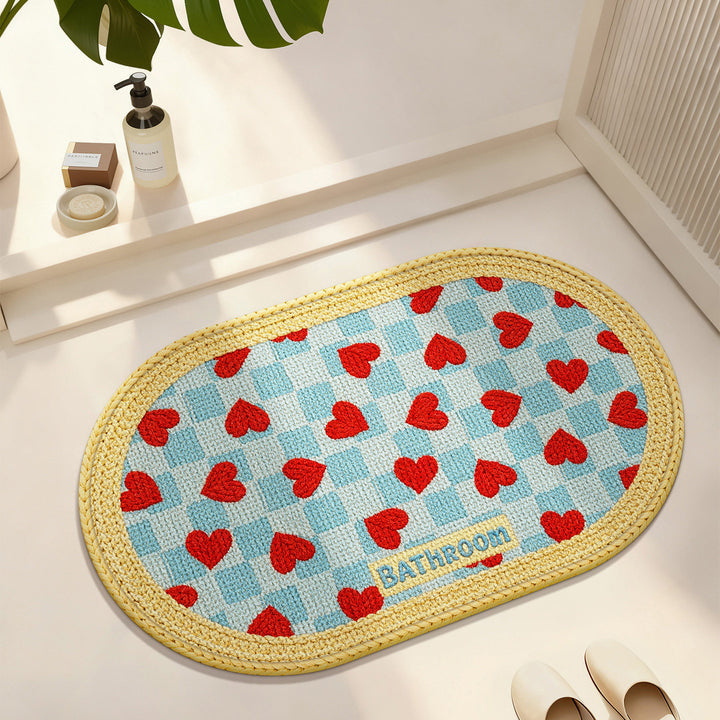 Heart-Patterned Bathroom Mat Bowlift