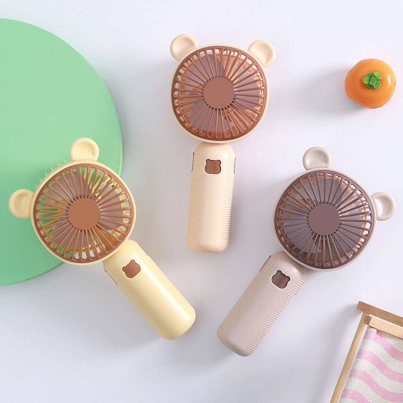 Ladies Portable Handheld Fan in Cute Bear Design Bowlift