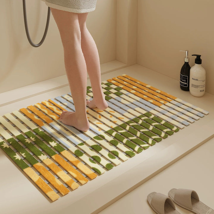 Bamboo-Style Slatted Anti-Slip Shower and Bath Floor Mat Bowlift