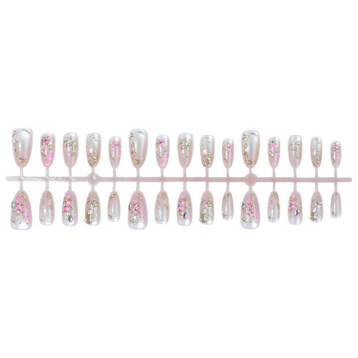 Decorative Press-On Nail Art Set with Floral Design Bowlift