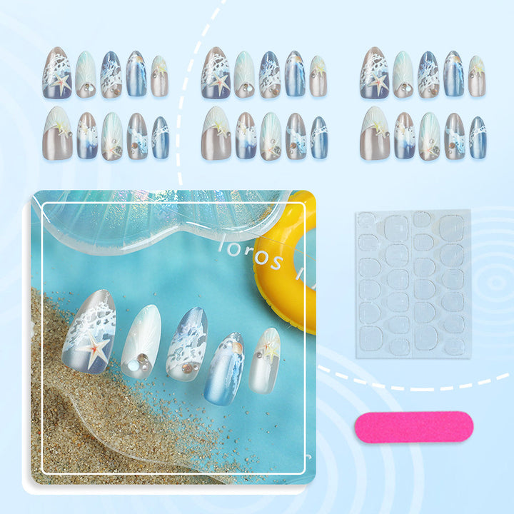 Artificial nails with maritime shell pattern Bowlift