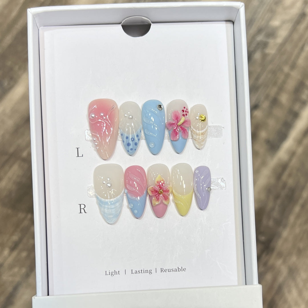 Artistic Floral Stiletto Press-On Nail Set Bowlift