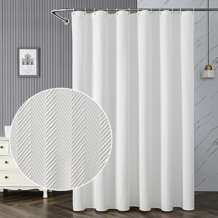 Textured Leaf Motif Shower Curtain Bowlift