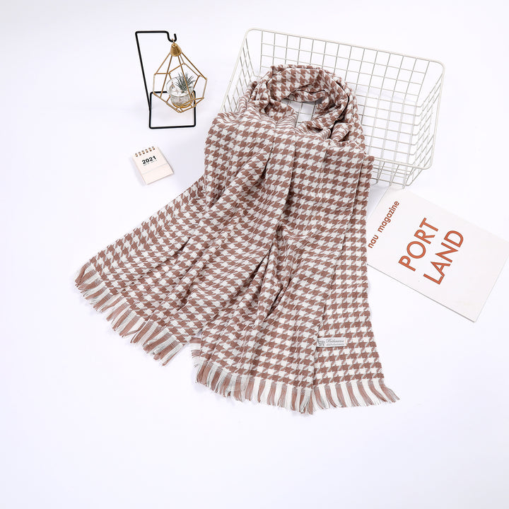 Ladies elegant scarf with houndstooth pattern Bowlift