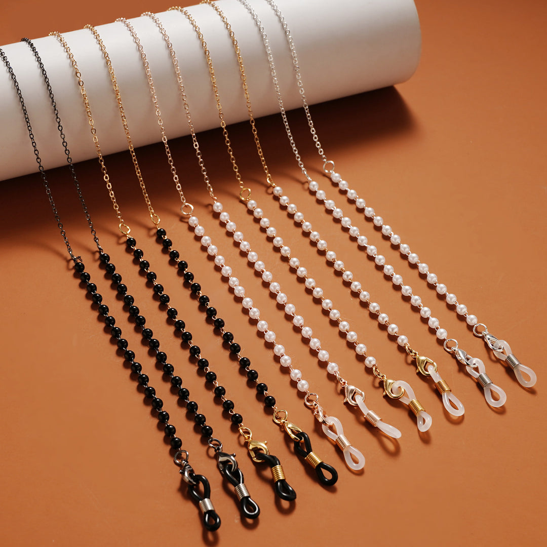Premium Black Beaded Eyewear Chain Bowlift