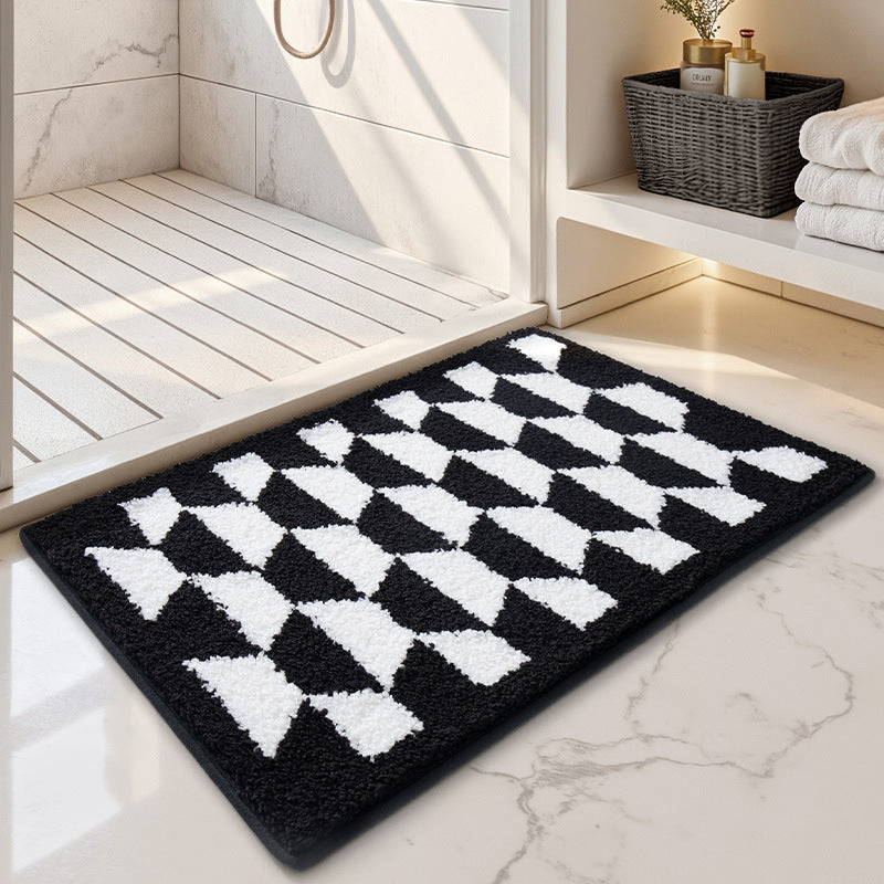 Luxurious Checkered Bath Mat Bowlift