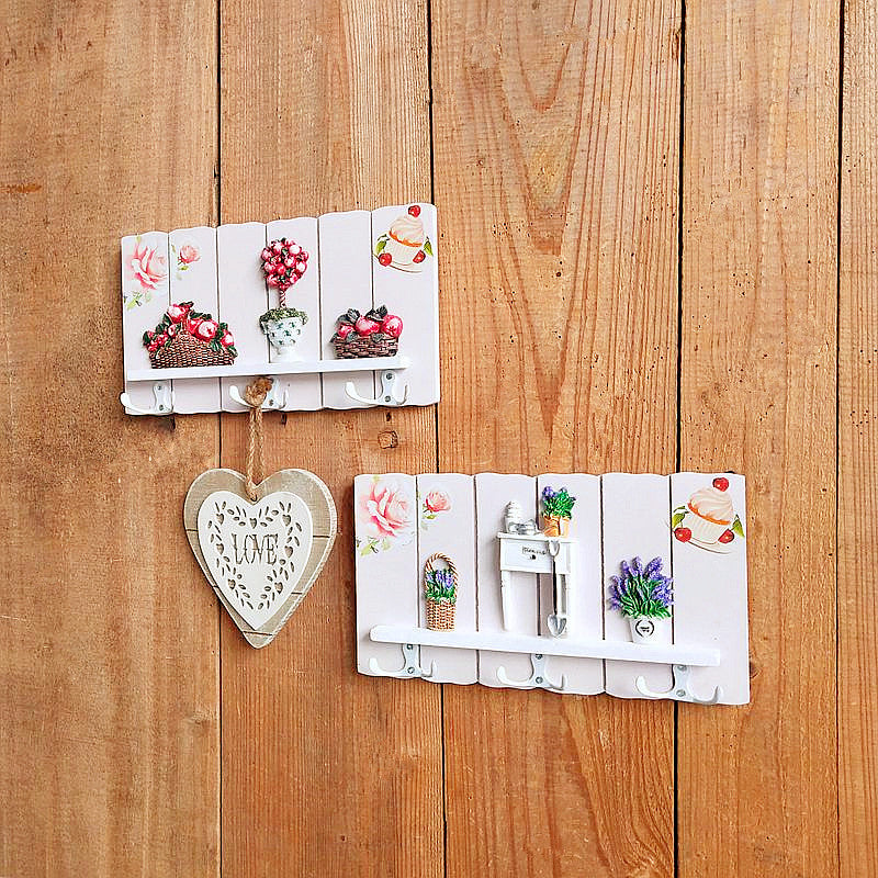 Decorative Wall Hook Rack with Flower Design