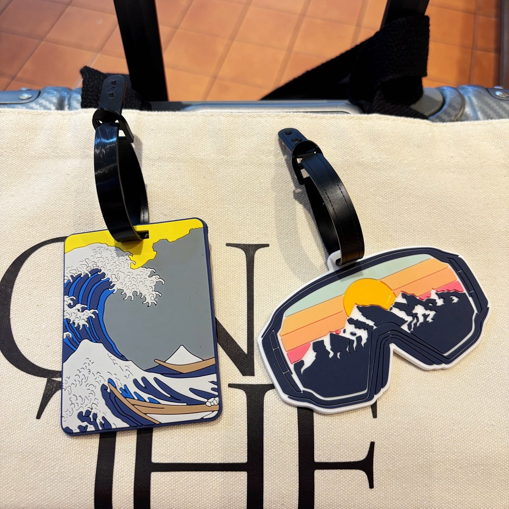 Adventure-Themed Ski Goggles Luggage Tag Bowlift