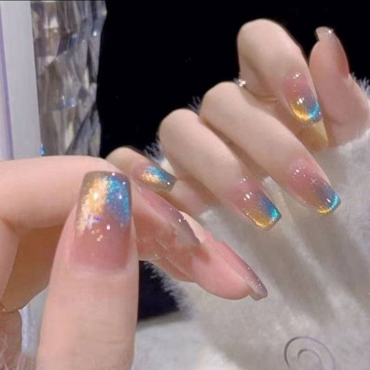 Artificial Nail Set with Modern Gradient Color Bowlift