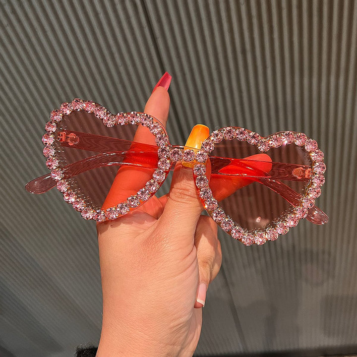 Women's Heart-Shaped Sunglasses with Rhinestone Decoration Bowlift