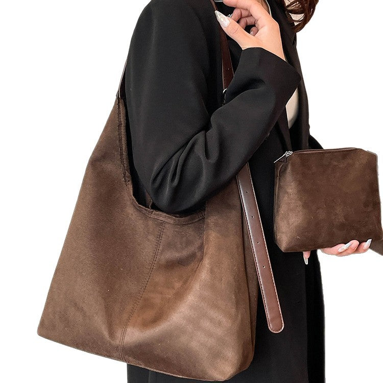 Soft Suede Hobo Shoulder Bag Bowlift