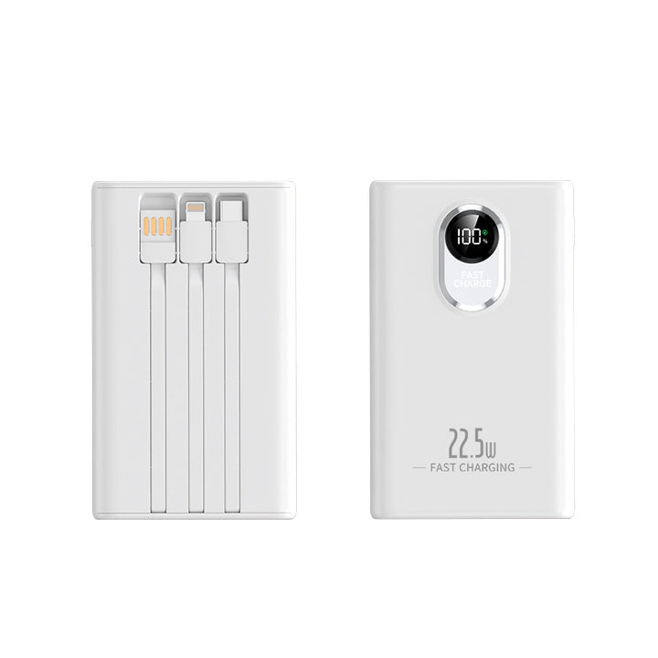 Portable power bank with integrated multi-charging cable and digital display Bowlift