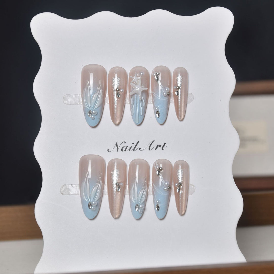 Decorative Long Stiletto Crystal-Embellished Press-On Nail Set Bowlift