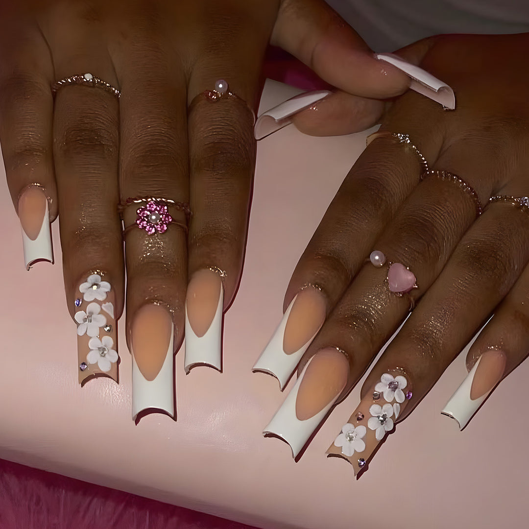 Floral Embellished Stiletto Press-On Nails Bowlift