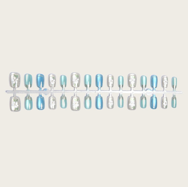 Detailed Floral Press-On Nail Art Set Bowlift