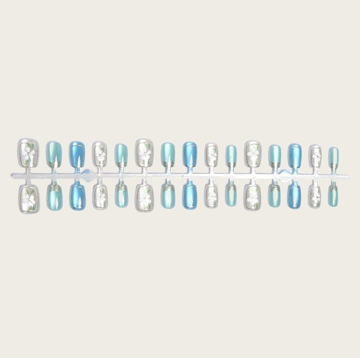 Detailed Floral Press-On Nail Art Set Bowlift