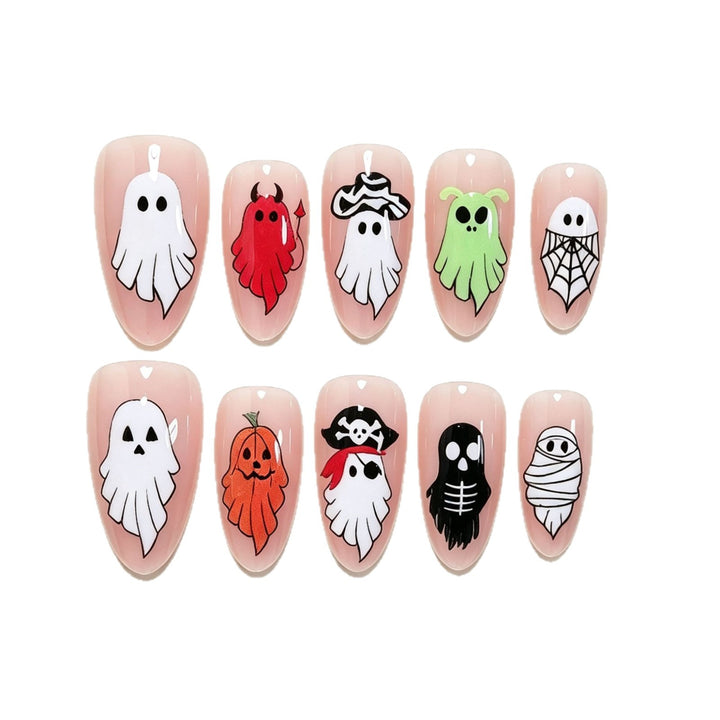 Halloween Nail Art Set with Creative Ghost Designs Bowlift