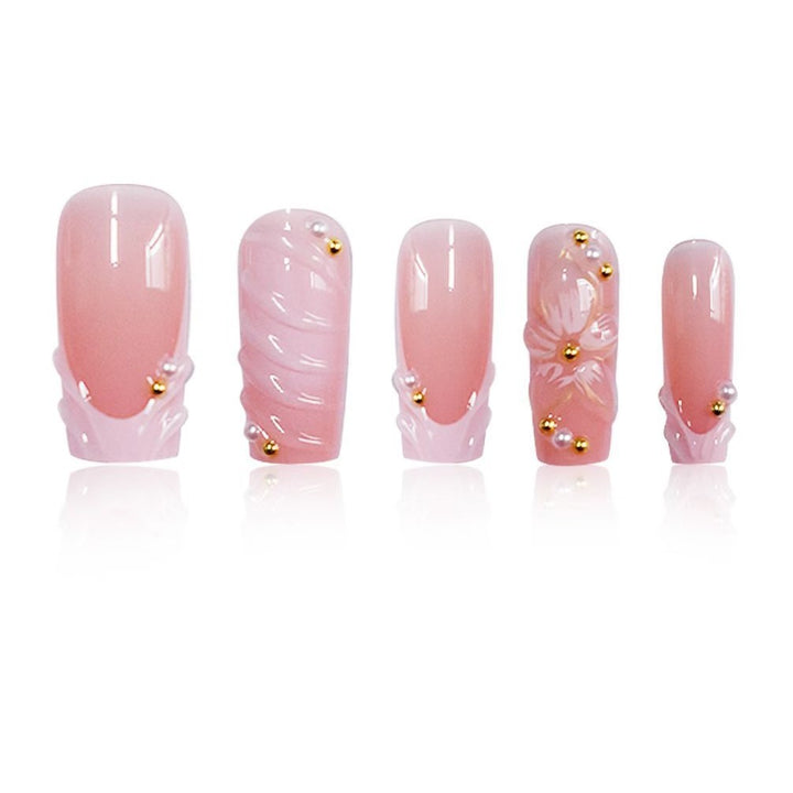 Elegant Floral Decorated Press-On Nails Bowlift